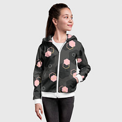 Толстовка на молнии детская Геометрия на темном фоне, цвет: 3D-белый — фото 2