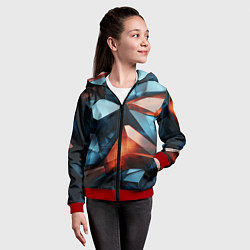 Толстовка на молнии детская Синие и янтарные камни, цвет: 3D-красный — фото 2