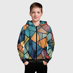 Толстовка на молнии детская Мозаика цветное стекло, цвет: 3D-черный — фото 2