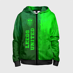 Детская толстовка на молнии Leeds United - green gradient по-вертикали