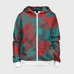 Толстовка на молнии детская Зелено-красный калейдоскоп, цвет: 3D-белый