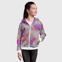 Толстовка на молнии детская Розово-фиолетовые осколки, цвет: 3D-белый — фото 2
