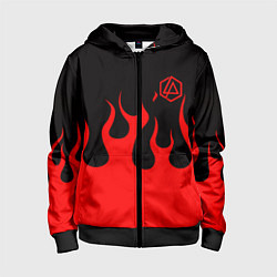 Толстовка на молнии детская Linkin park logo fire, цвет: 3D-черный