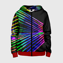 Толстовка на молнии детская Неоновый лучи текстура, цвет: 3D-красный