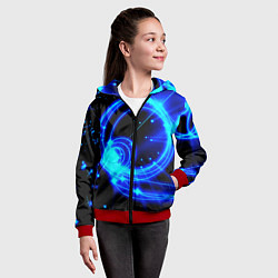 Толстовка на молнии детская Оптические синие волны, цвет: 3D-красный — фото 2