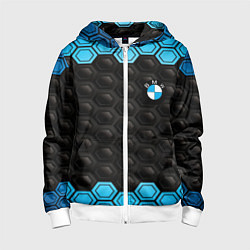 Толстовка на молнии детская BMW carbon auto, цвет: 3D-белый