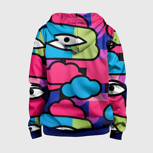 Детская толстовка на молнии Глаза облака абстракция / 3D-Синий – фото 2