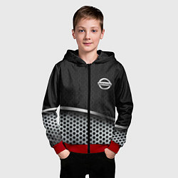 Толстовка на молнии детская Nissan carbon auto, цвет: 3D-красный — фото 2