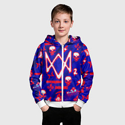 Толстовка на молнии детская Watch dogs neon, цвет: 3D-белый — фото 2