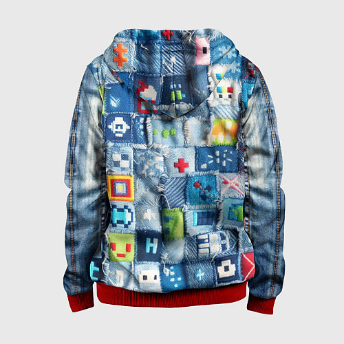 Детская толстовка на молнии Minecraft значки на пэчворк / 3D-Красный – фото 2