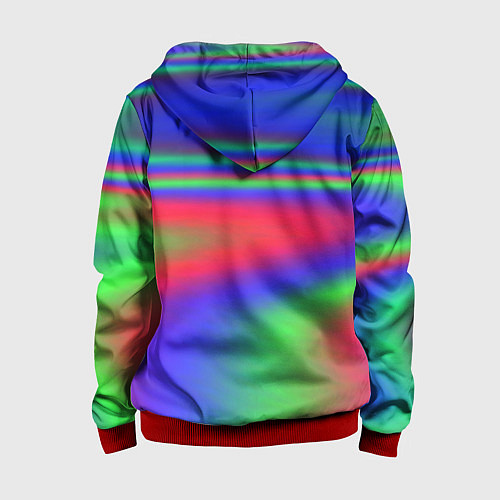 Детская толстовка на молнии Неоновые цвета градиент краски / 3D-Красный – фото 2