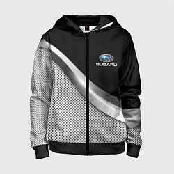 Толстовка на молнии детская Subaru metal steel, цвет: 3D-черный