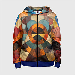 Толстовка на молнии детская Винтажная мозайка, цвет: 3D-синий