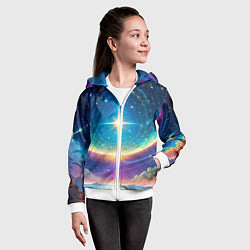 Толстовка на молнии детская Звезда галактики, цвет: 3D-белый — фото 2