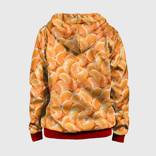 Детская толстовка на молнии Паттерн дольки мандарин / 3D-Красный – фото 2
