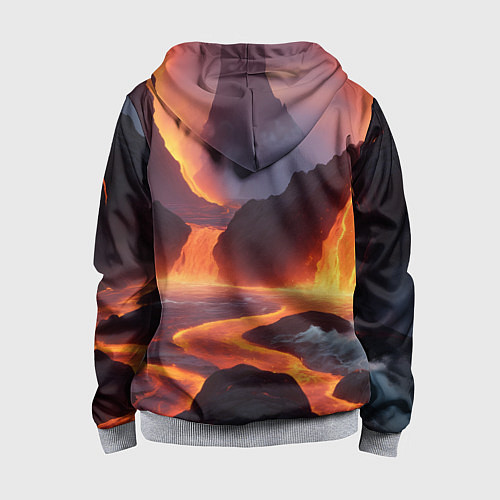 Детская толстовка на молнии Текущая лава / 3D-Меланж – фото 2