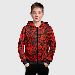 Толстовка на молнии детская Красная рябина, цвет: 3D-черный — фото 2