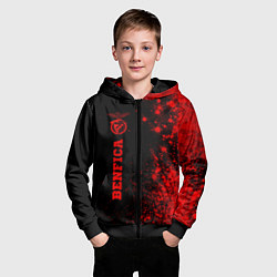 Толстовка на молнии детская Benfica - red gradient по-вертикали, цвет: 3D-черный — фото 2