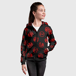 Толстовка на молнии детская Twenty one pilots rose pattern, цвет: 3D-черный — фото 2