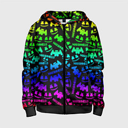 Толстовка на молнии детская Marshmello neon steel pattern, цвет: 3D-черный