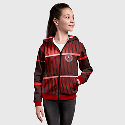 Толстовка на молнии детская BMW metal texture, цвет: 3D-красный — фото 2