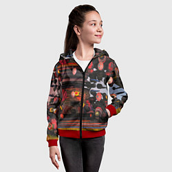 Толстовка на молнии детская Оптические фигуры абстракция, цвет: 3D-красный — фото 2