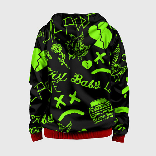 Детская толстовка на молнии Lil Peep кислота / 3D-Красный – фото 2