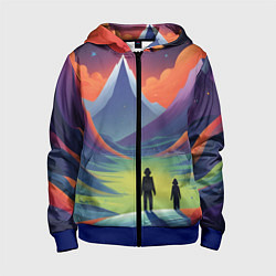 Толстовка на молнии детская Фантастический красочный пейзаж, цвет: 3D-синий