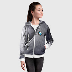 Толстовка на молнии детская BMW metalic auto metal, цвет: 3D-белый — фото 2