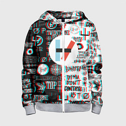 Толстовка на молнии детская Twenty one pilots glitch pattern, цвет: 3D-меланж