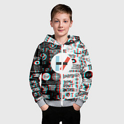 Толстовка на молнии детская Twenty one pilots glitch pattern, цвет: 3D-меланж — фото 2