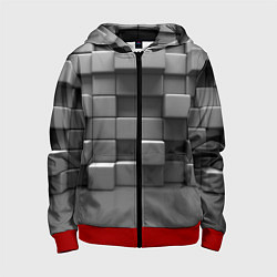 Толстовка на молнии детская Текстура кубы, цвет: 3D-красный