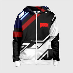 Толстовка на молнии детская Doom steel geometry, цвет: 3D-белый