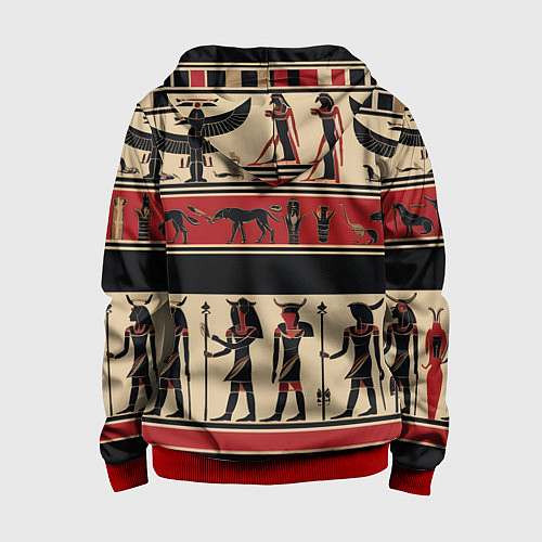 Детская толстовка на молнии Египетский орнамент / 3D-Красный – фото 2