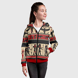 Толстовка на молнии детская Египетский орнамент, цвет: 3D-красный — фото 2