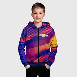 Толстовка на молнии детская Chevrolet текстура, цвет: 3D-синий — фото 2