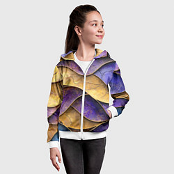 Толстовка на молнии детская Фиолетовые и золотые волны, цвет: 3D-белый — фото 2