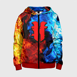 Толстовка на молнии детская Starcraft fire steel, цвет: 3D-красный