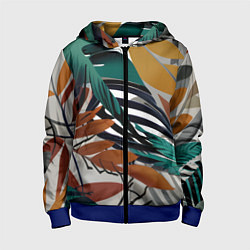 Детская толстовка на молнии Полоски листья