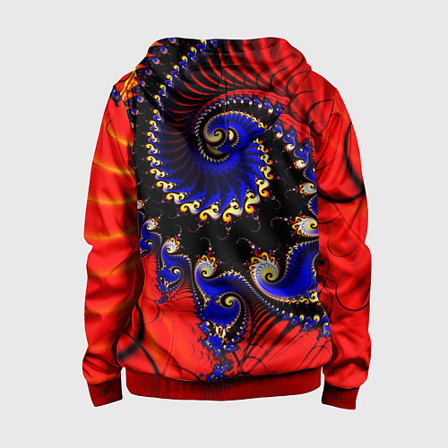 Детская толстовка на молнии Оптический узор фракталы завитки / 3D-Красный – фото 2