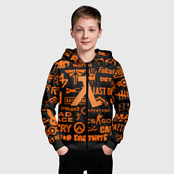 Толстовка на молнии детская Half-life pattern game, цвет: 3D-черный — фото 2