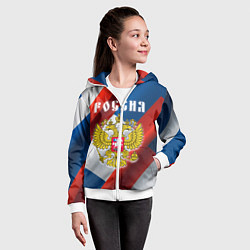 Толстовка на молнии детская Цвета флага России, паттерн, цвет: 3D-белый — фото 2