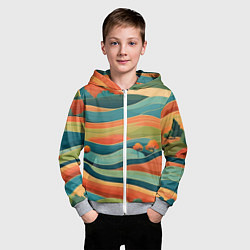 Толстовка на молнии детская Поля луга, цвет: 3D-меланж — фото 2