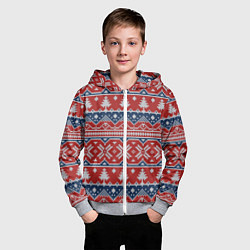 Толстовка на молнии детская New year pattern, цвет: 3D-меланж — фото 2