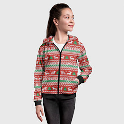 Толстовка на молнии детская Deer christmas pattern, цвет: 3D-черный — фото 2