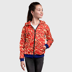 Толстовка на молнии детская Красные плитки на кремовом фоне, цвет: 3D-синий — фото 2