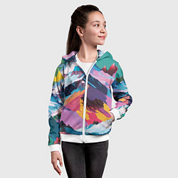 Толстовка на молнии детская Горы краски, цвет: 3D-белый — фото 2