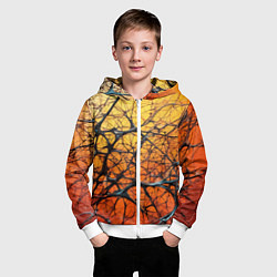Толстовка на молнии детская Чёрные волокна и жёлтый градиент абстракция, цвет: 3D-белый — фото 2