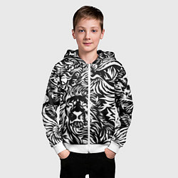 Толстовка на молнии детская Лев и орел в виде узоров, цвет: 3D-белый — фото 2