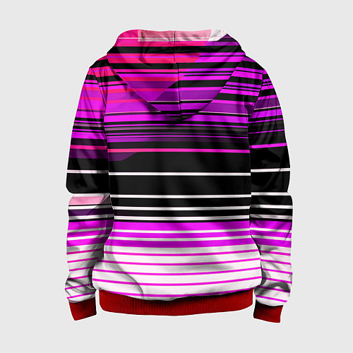 Детская толстовка на молнии Разноцветные вертикальные линии / 3D-Красный – фото 2